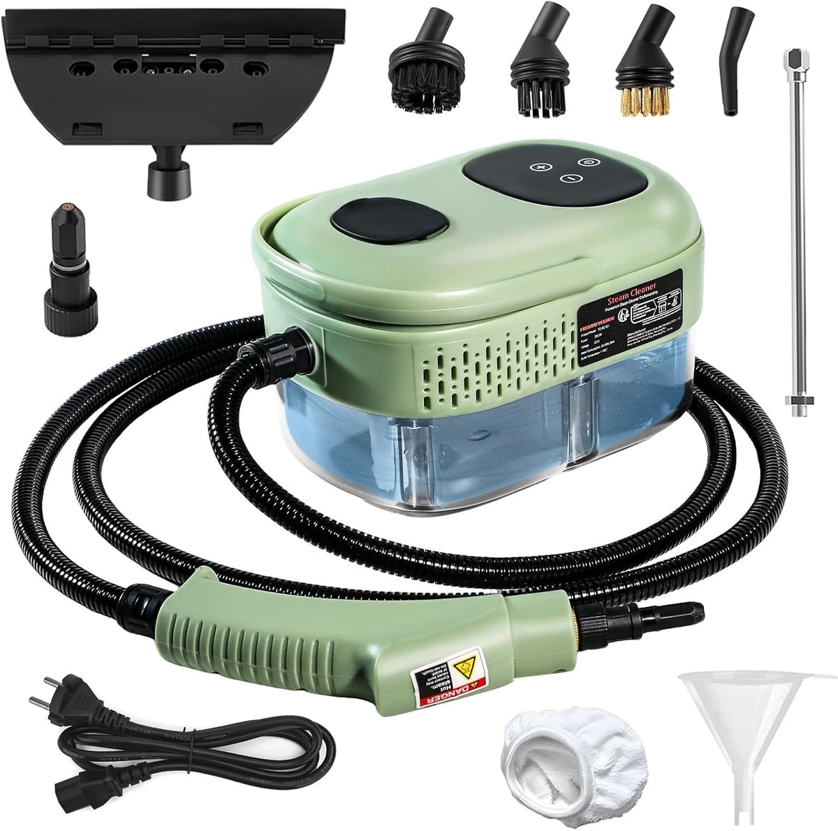 Steam Cleaner, 15s Heat-Up, 6-Level Adjustable Handle, High Pressure Steamer for Cleaning with 11