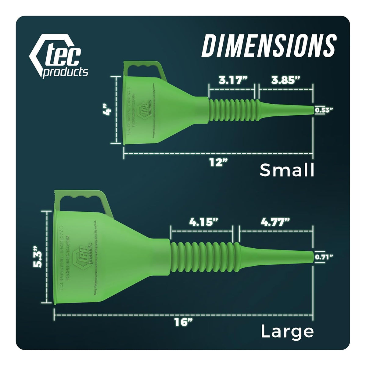 TEC Products FlexAll Long Flexible Funnel for Automotive Use - Durable Nitrile Rubber - Ideal for