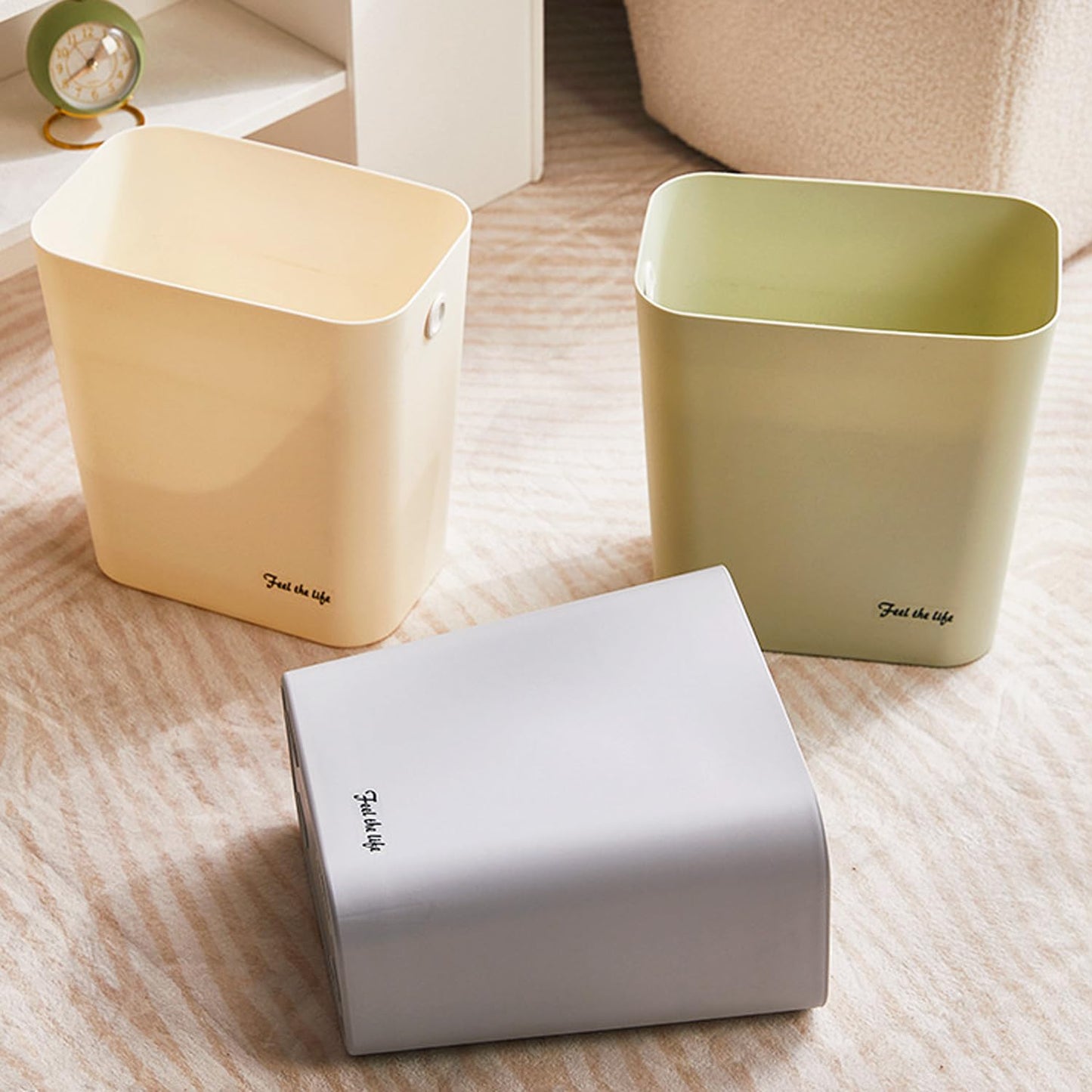 Rectanglar Small Trash Can 3 Pack, 3 Gallon/12 L Office Garbage Can Wastebasket, for Bedroom