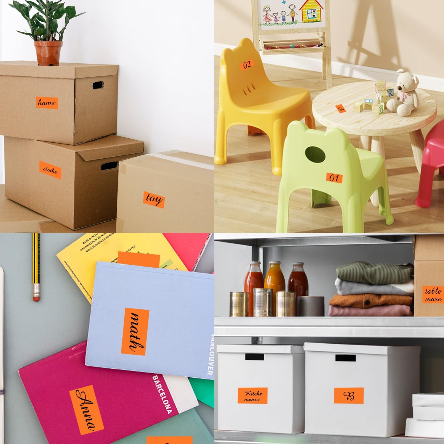 STARLIBOO Colored Labels Stickers 3 x 2 Inch, Removable Rectangle Moving Labels, 250Pcs Garage Sale