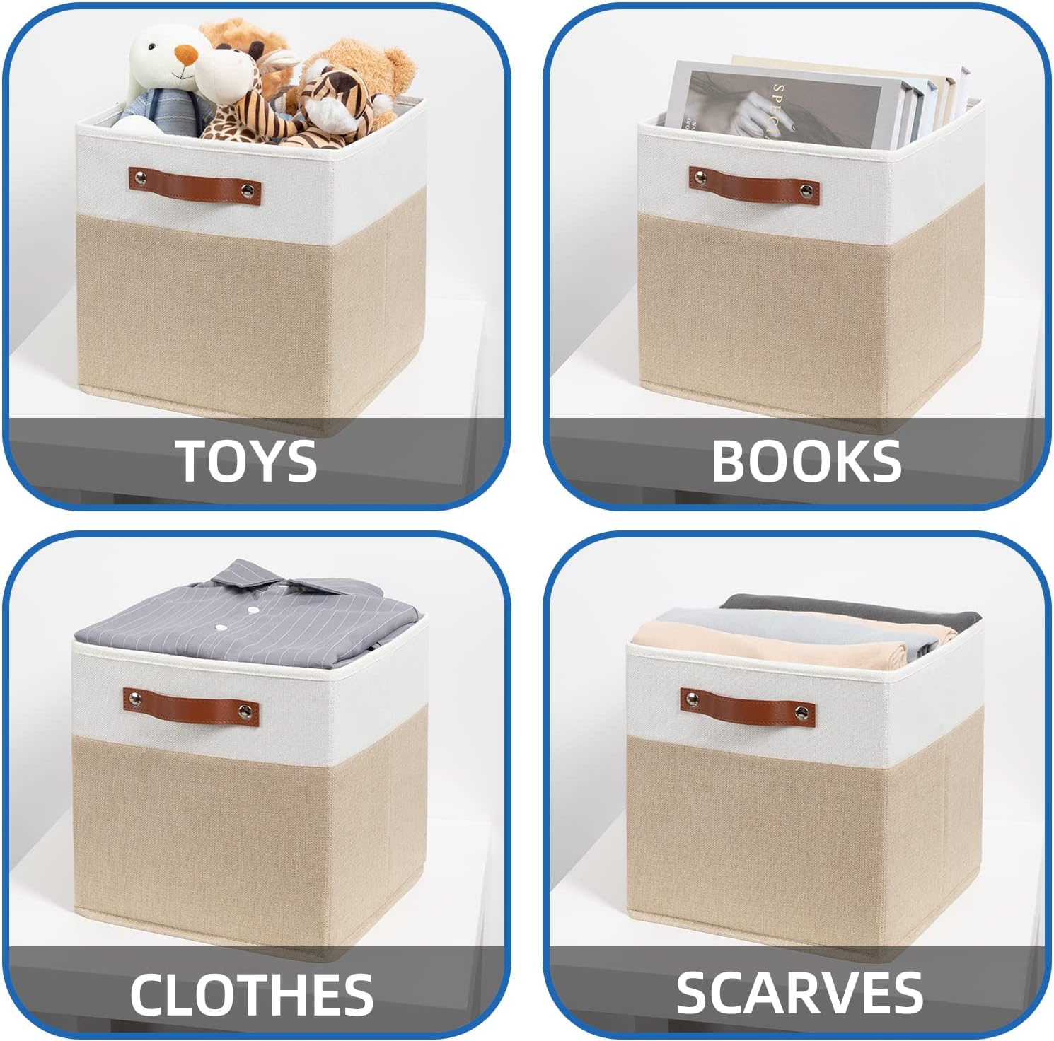 Temary Fabric Storage Cubes - 12 Inch Collapsible Bins (4Pack) - Empty Gift Baskets for Organizing