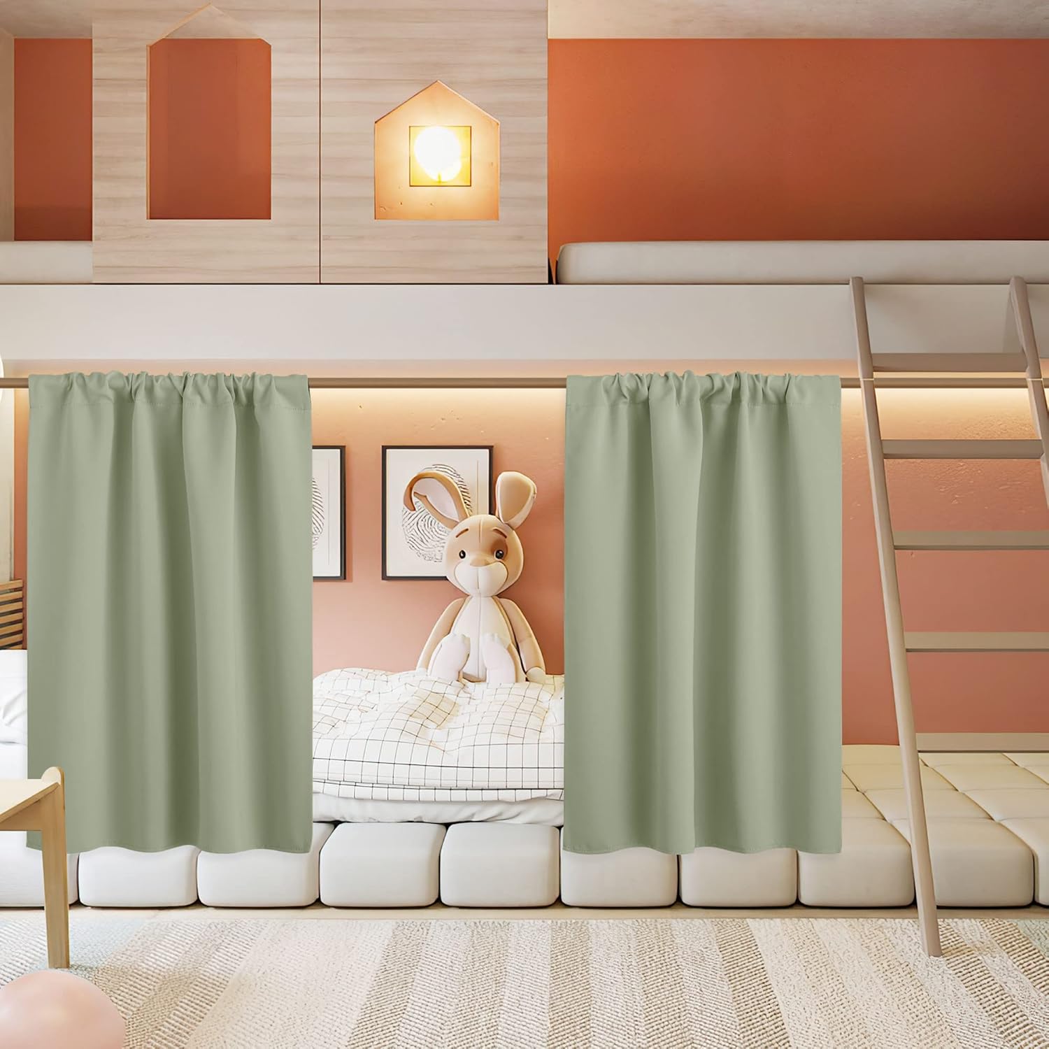 RYB HOME Small Curtains for Bathroom Windows, Blackout Blinds Shades for Bedroom Dorm Storage