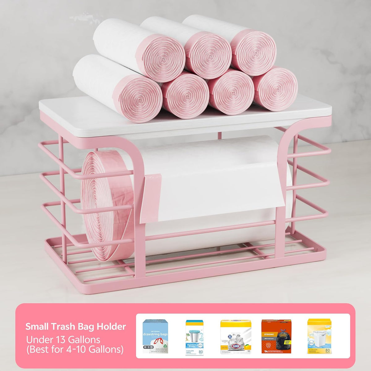 Small Grocery Bag Holder,Wall Mount Trash Bag Holder Dispenser with Bamboo Top,Suitable for Garbage