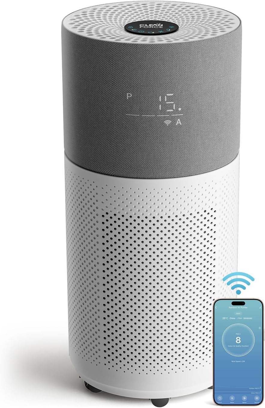 CleanForce Air Purifier for Home Large Room up to 2550 ft², Swiss Sanitized HEPA & Carbon Filter