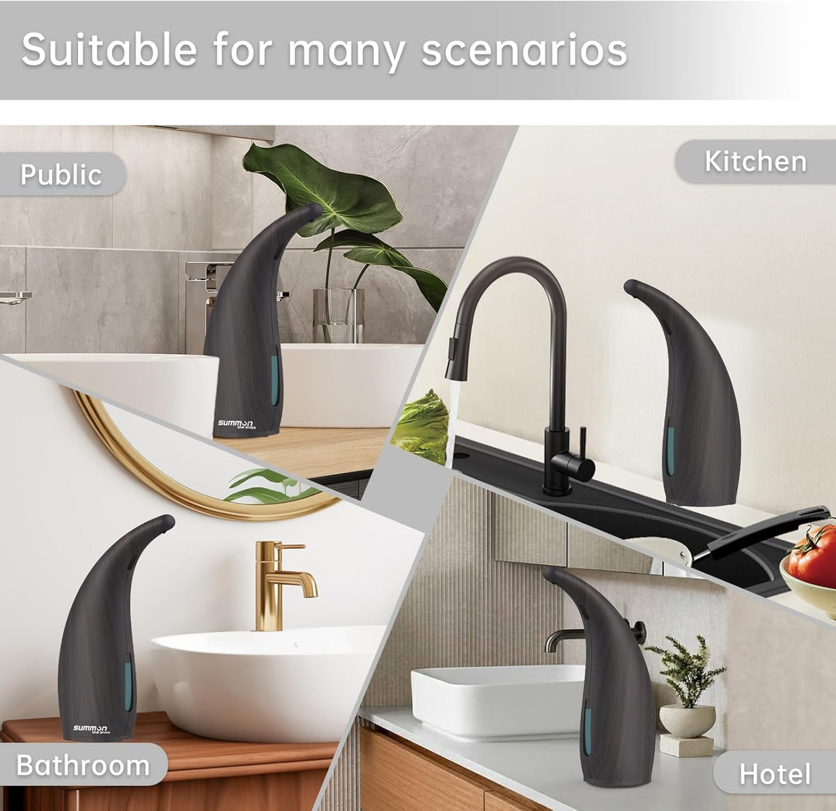Automatic Soap Dispenser Touchless,400ML Hand & Dish Countertop Electric Liquid Dispenser with