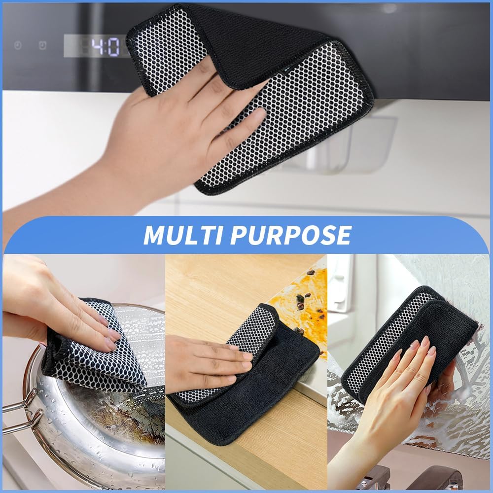 KinHwa Kitchen Washcloths for Dishes Absorbent Microfiber Dish Cloths Quick Dry Dish Rags with Poly