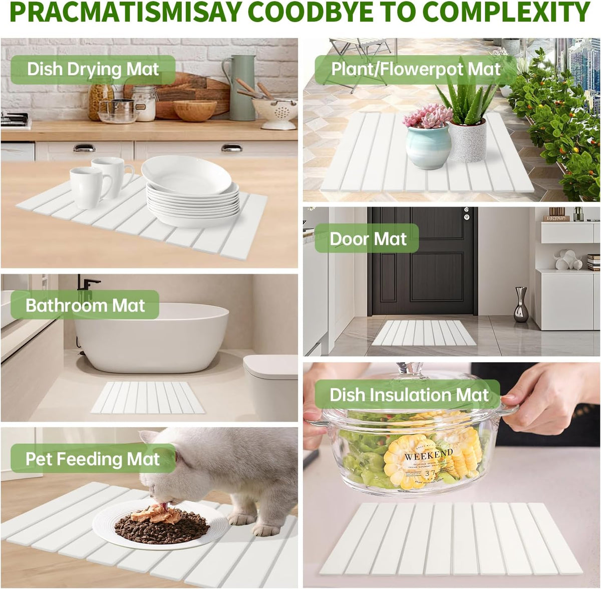 Stone Drying Mat for Kitchen Counter Square, 23.62"x15.35", Collapsible Quick Dry Dish Drying Mat