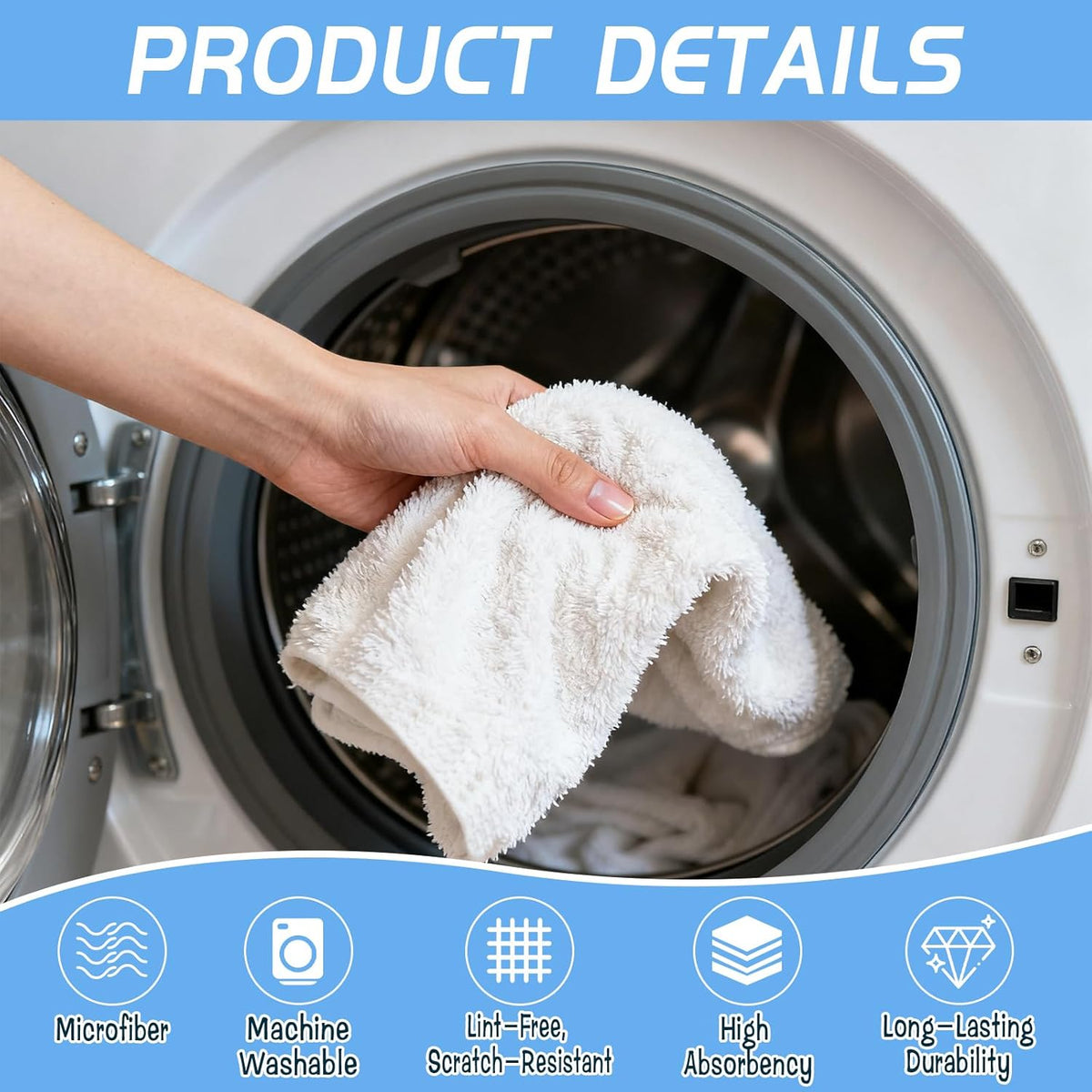 6 Pack Extra Large Microfiber Cleaning Cloths 20"x30", Lint-Free Reusable Towels for Home, Glass