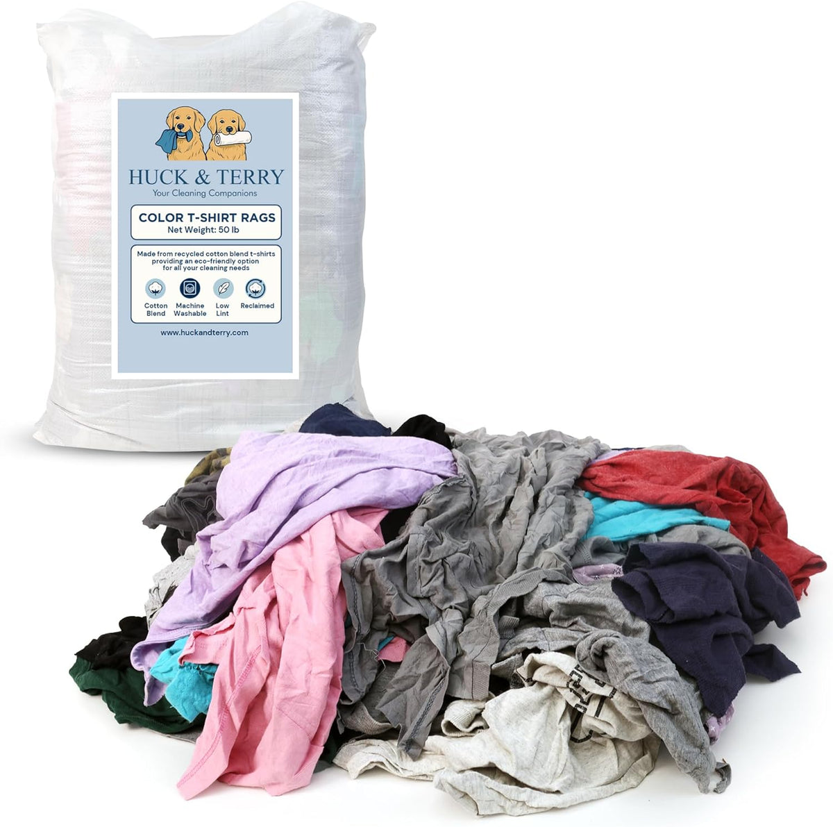 Huck & Terry Tshirt Bag of Rags Multicolored (50LB), Cotton Blend, Paint Cloth and Multipurpose