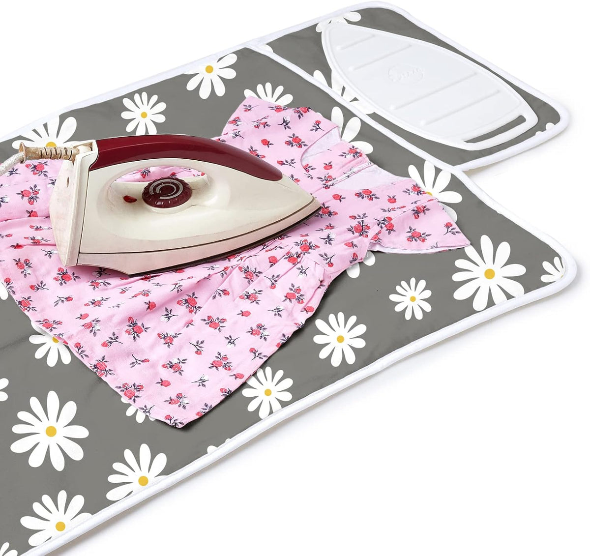 Encasa Homes Ironing Mat/Pad (Small 28"x20") with 3mm Padding & Silicone Iron Rest for Steam