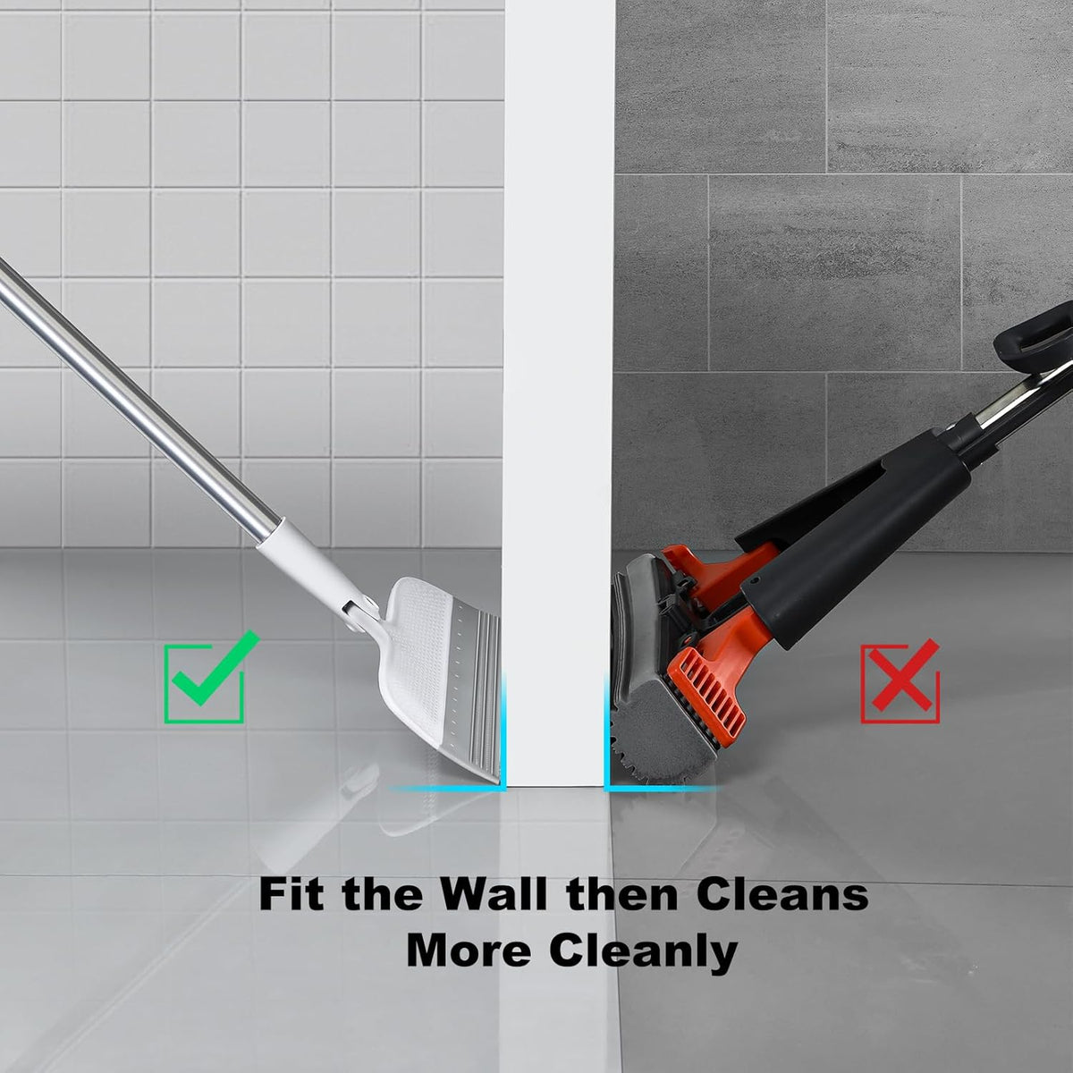 Rubber Squeegee Broom for Floors, 51.77" Long Handle Multi-Surface Magic Broom, Pet Hair Remover