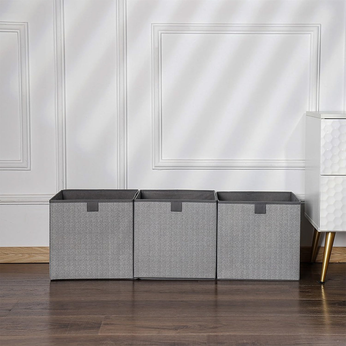 Storage Baskets, 11.8-Inch Woven Fabric Bins, Storage Cubes with Reinforced Handles, Organizer Bins