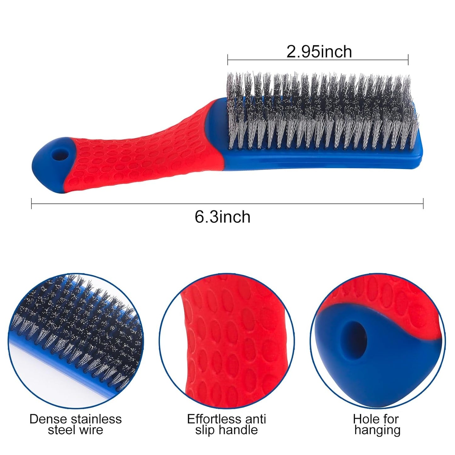 Wire Brushes 2 Pcs Steel Brushes Heavy Duty Carbon Steel and Stainless Steel Wire Scratch Brush