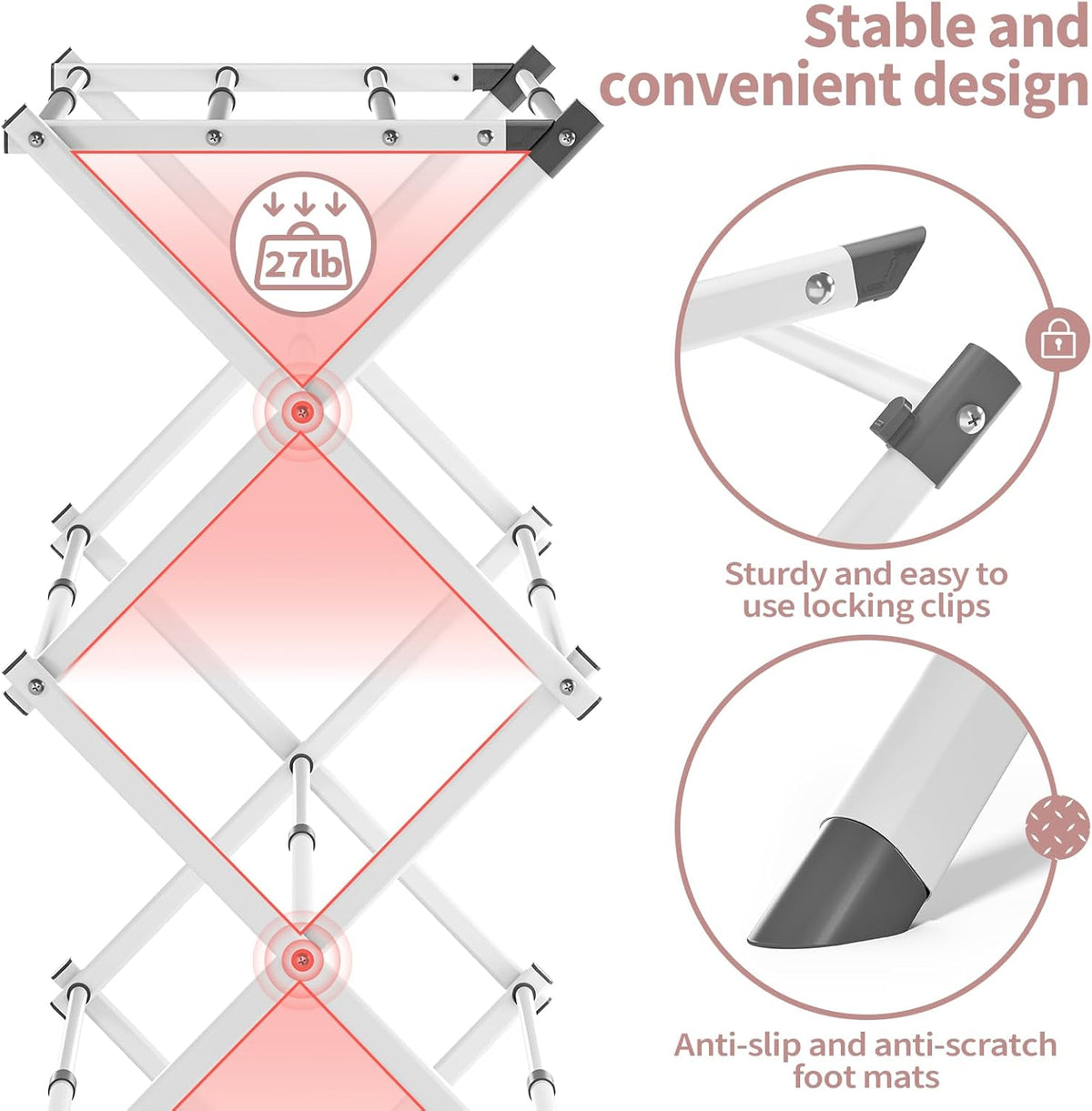 APEXCHASER Clothes Drying Rack, 3-Tier Laundry Drying Rack for Clothes, Expandable Metal Clothing