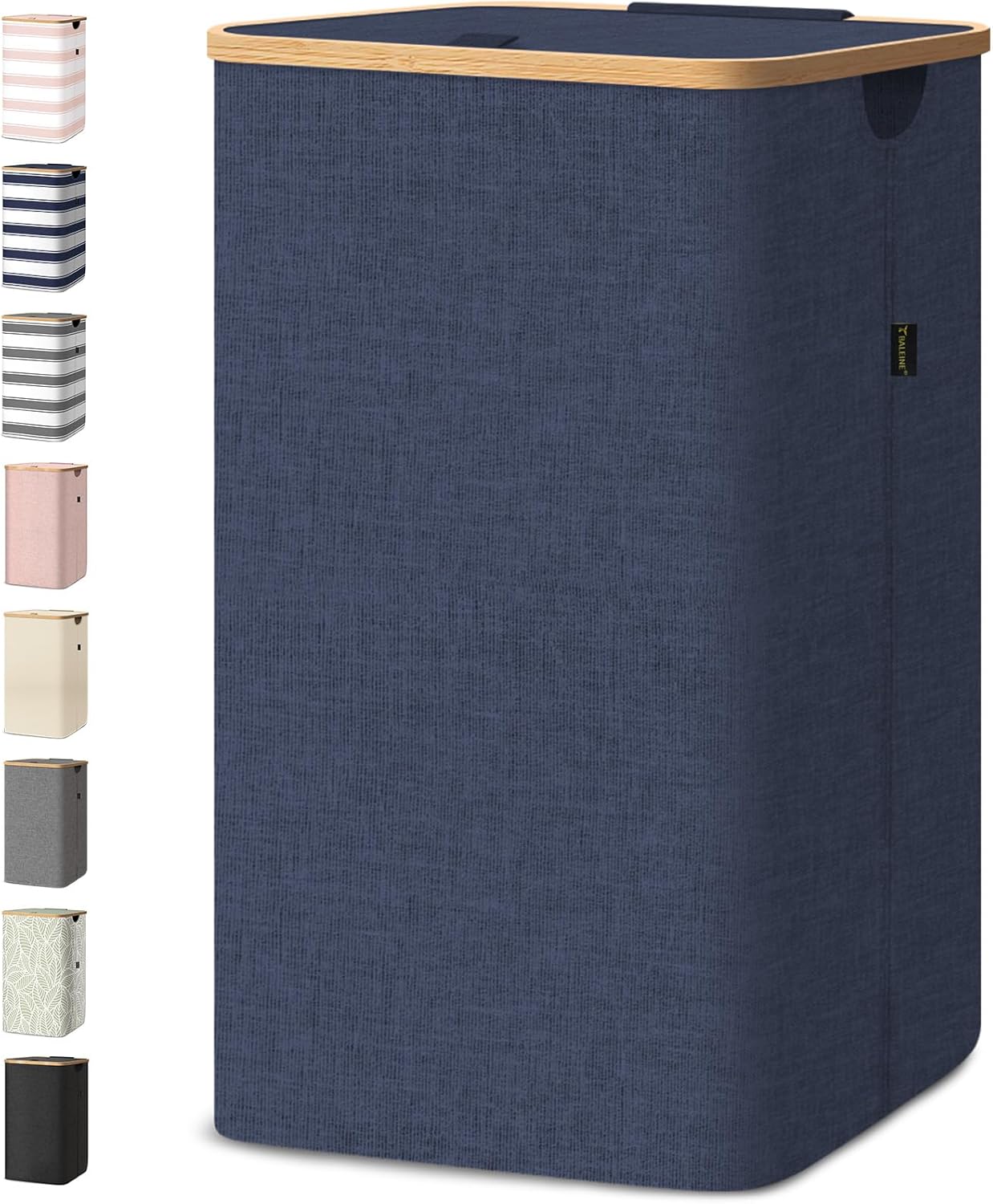 BALEINE Laundry Hamper with Lid, Tall Laundry Baskets with Bamboo Pull Handles, Large Laundry Bin