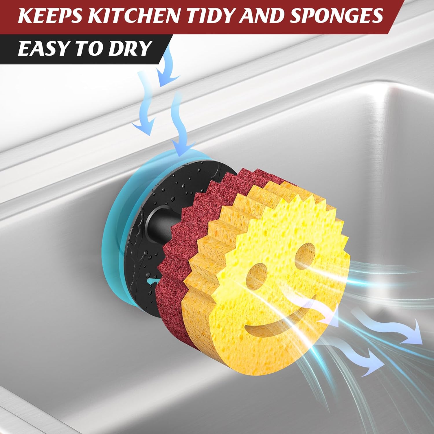 Sponge Holder for Kitchen Sink,Sink Caddy Organizer with Suction Cup Installation for