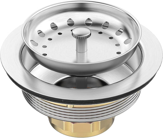 BOTEMY Stainless Steel Sink Drain Strainer Kit 3-1/2 inch Kitchen Drain Assembly with Metal Center