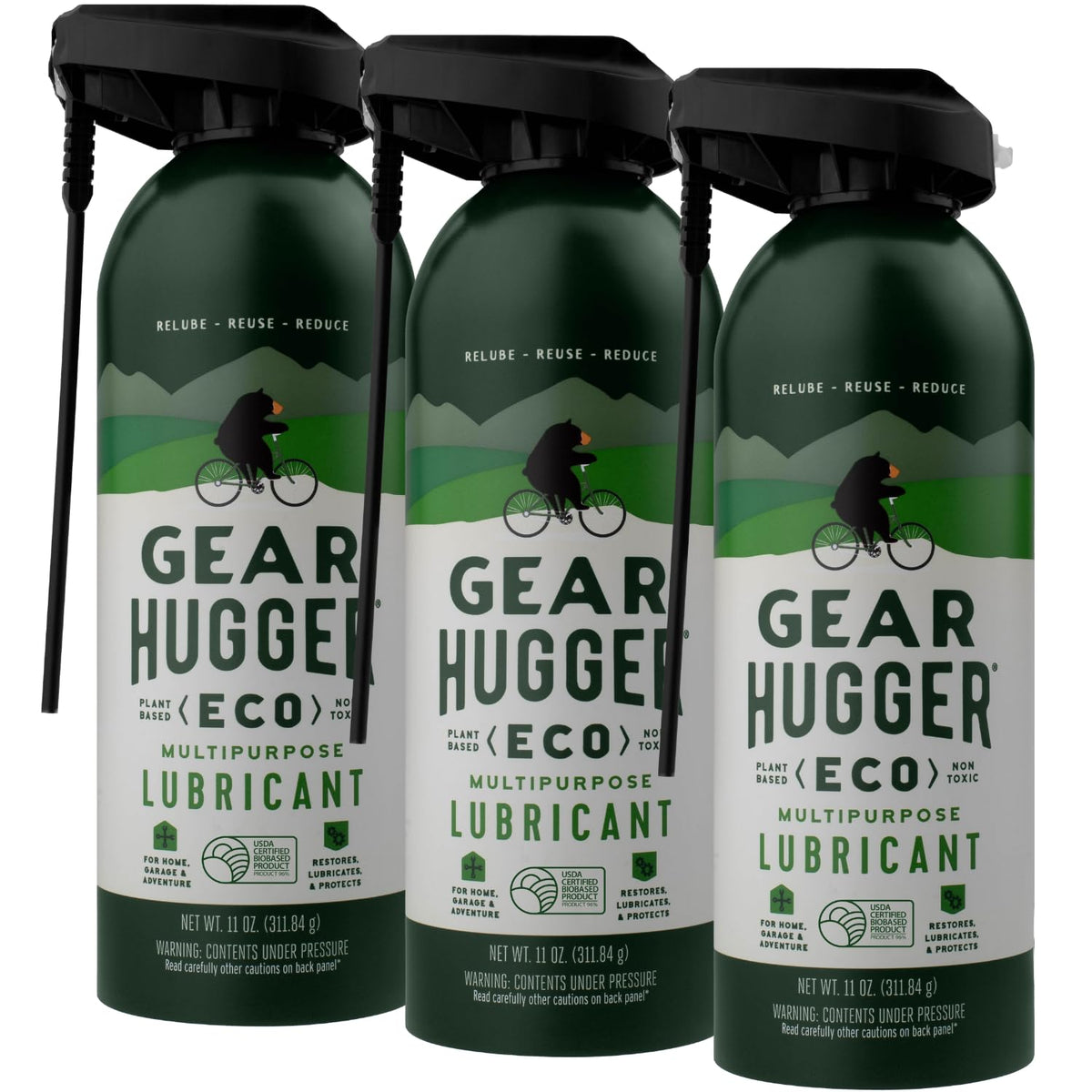 Gear Hugger Multipurpose Lubricant - Eco-Friendly (11 oz, Pack of 3), Rust Remover - Garage Door