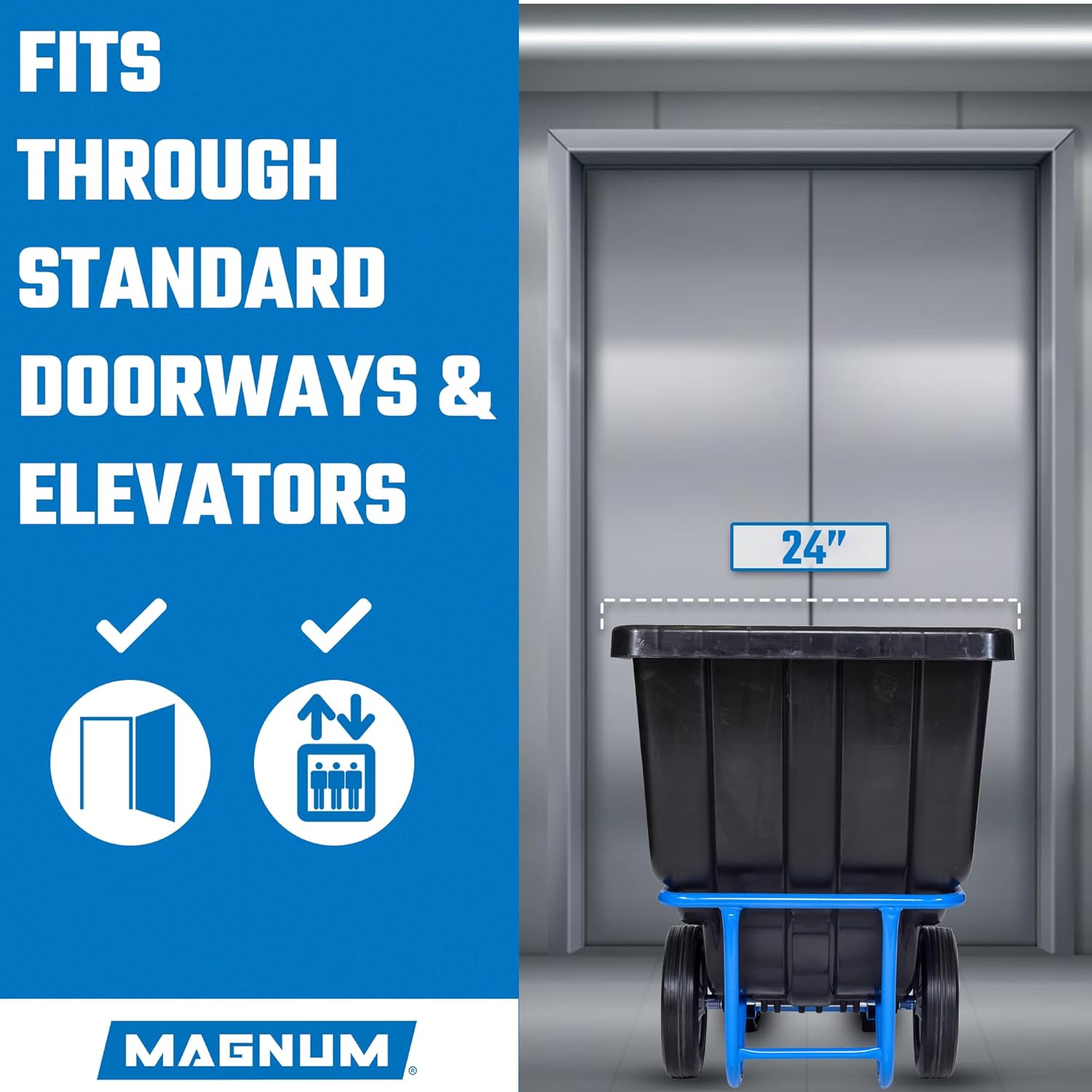 Tilt Truck, 1/2 Cu. Yd. Capacity Dump Cart with Heavy Duty 12” Wheels & 5” Casters & Forklift-able