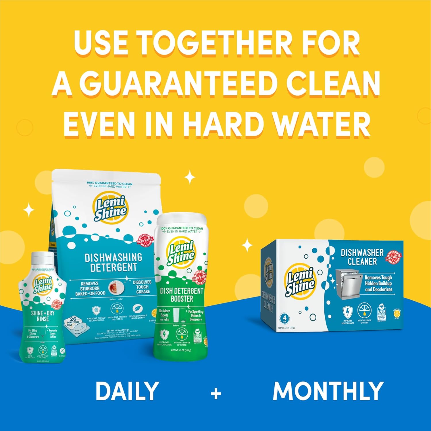 Lemi Shine Dish Detergent Booster, Hard Water Stain Remover, Multi-Use Citric Acid Cleaner 10 oz