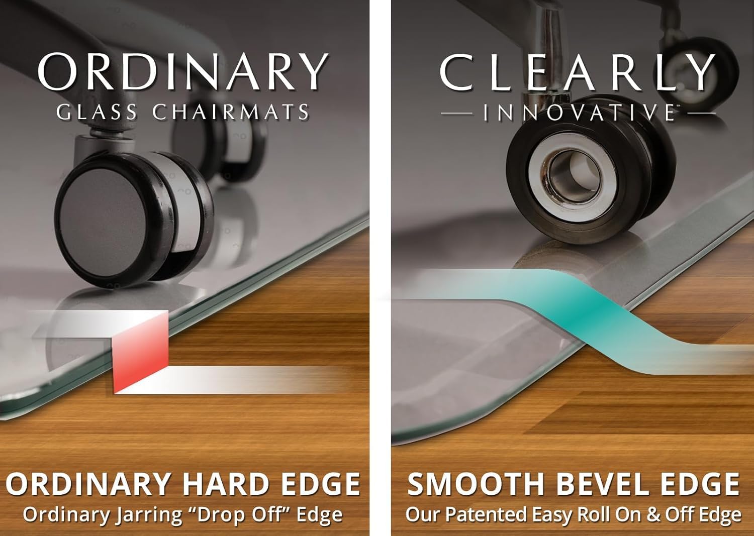 Exclusive Beveled Edge Glass Chair Mat for a Smooth Glide and Easy Roll On/Off by Clearly