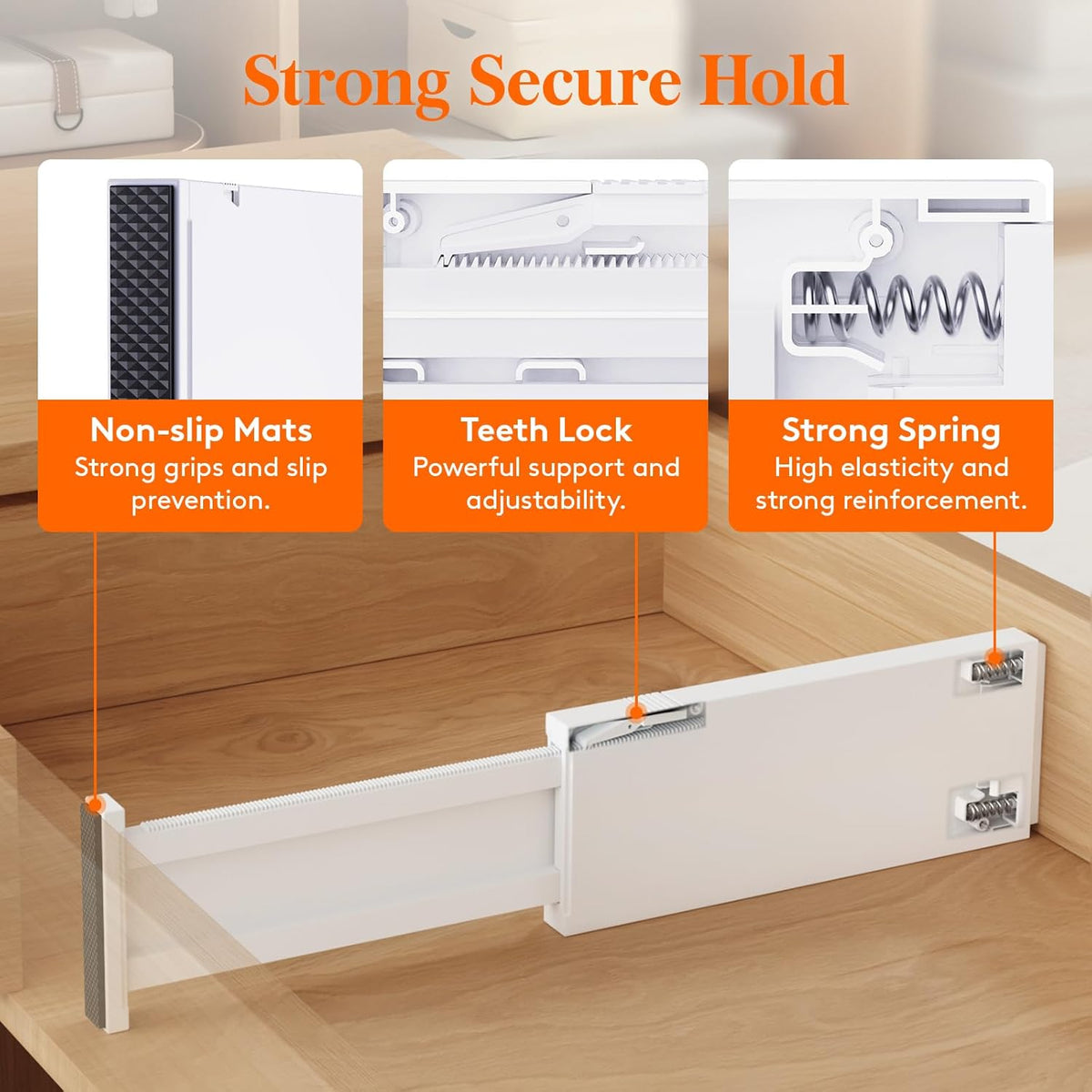 Lifewit 5 Pack Drawer Dividers 4" High, 11-17" Adjustable Dresser Drawer Organizers for Clothes