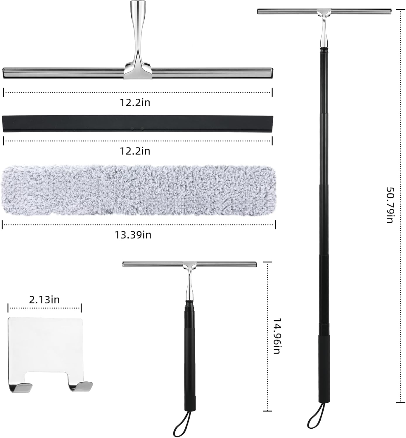 Window Squeegee for Home, 2 in 1 Window Washing kit with Extension Pole Long Handle Squeegee for