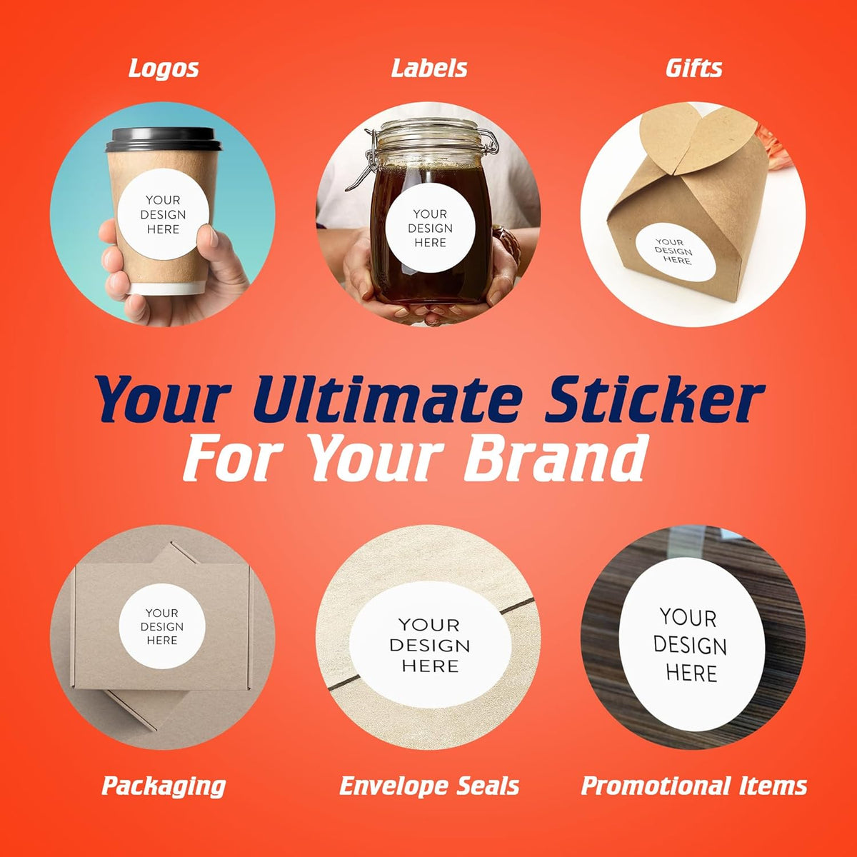 100 Custom Vinyl Stickers - Upload Your own Image, Text, Design, Logo - Personalized Logo Labels