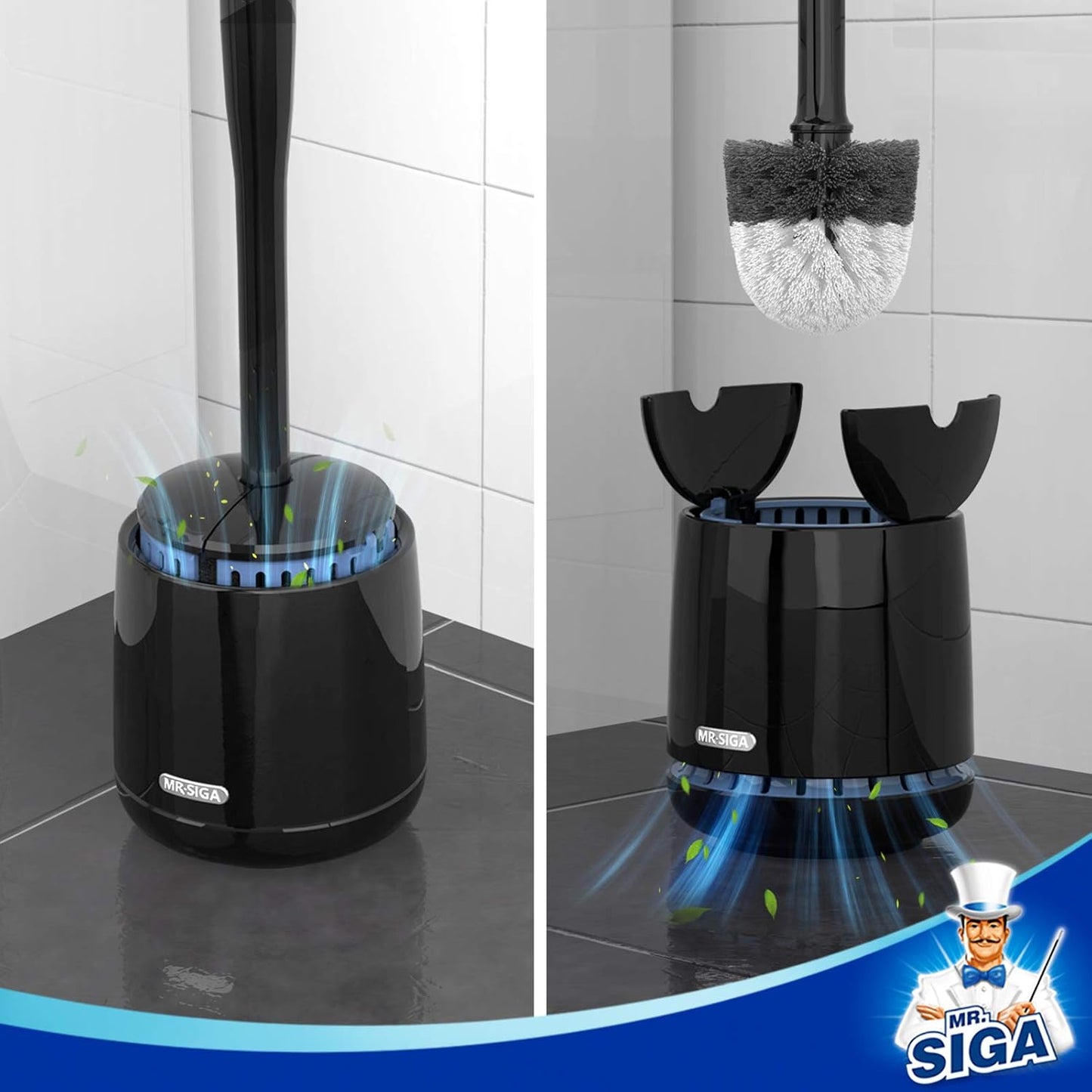 MR.SIGA Toilet Bowl Brush and Holder, Premium Quality, with Solid Handle and Durable Bristles for