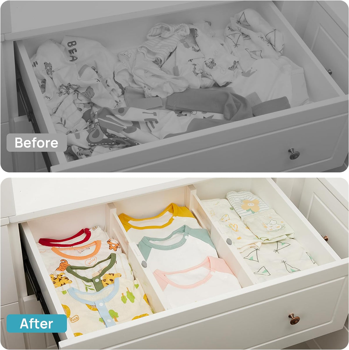 Vtopmart 16 Pack Drawer Dividers for Clothes, 4" High 11.6"-17" Adjustable Expandable Dresser