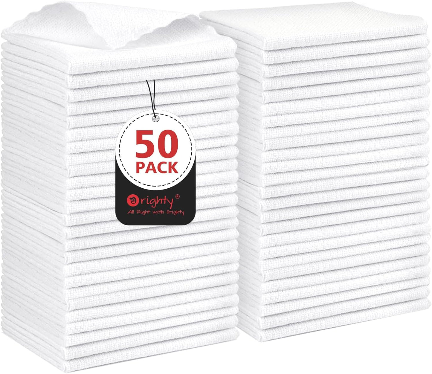 Orighty Cleaning Cloths, Shop Towels 50 Pack, Shop Rags Reusable, Microfiber Cleaning Rags Bulk for