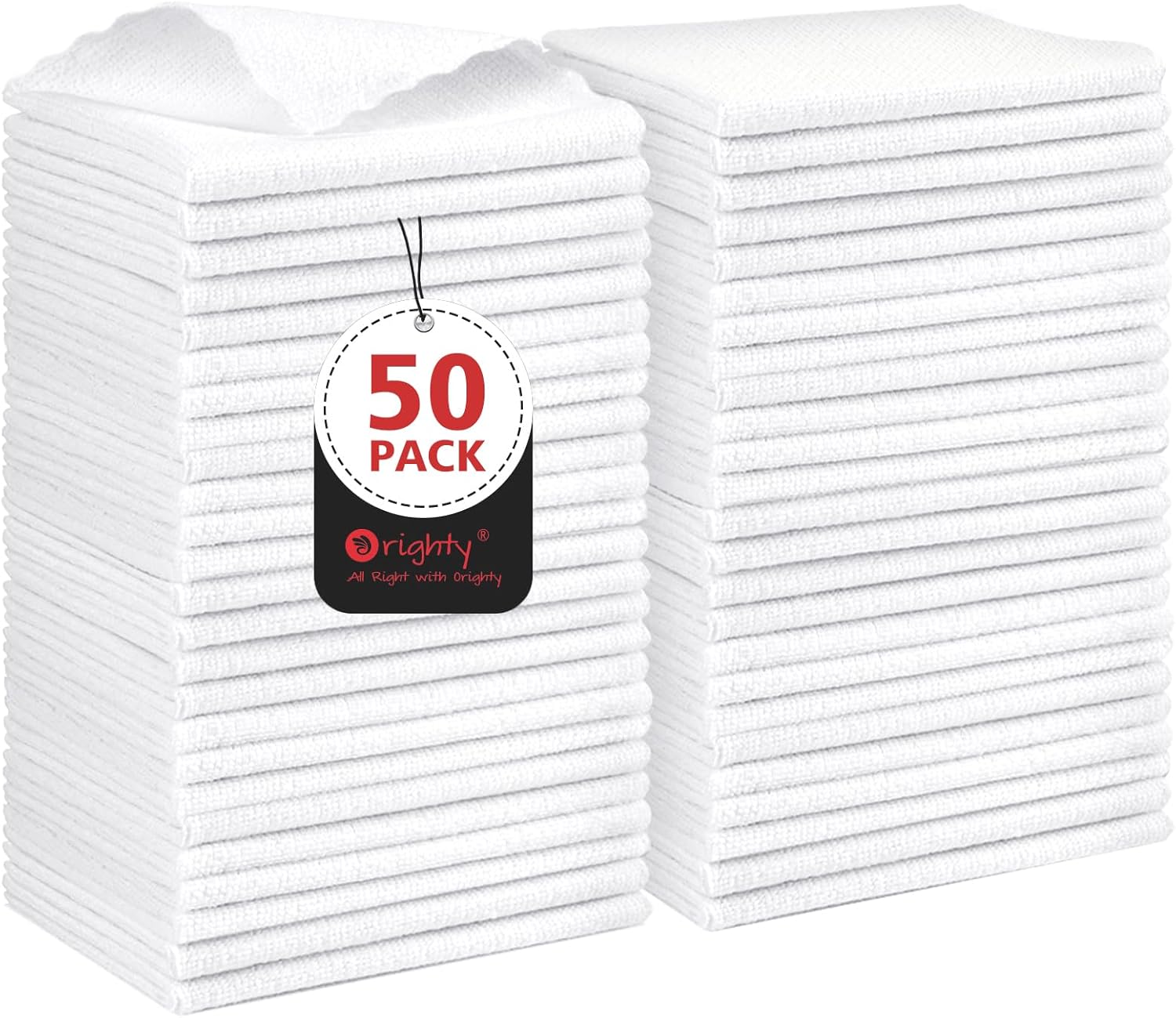 Orighty Cleaning Cloths, Shop Towels 50 Pack, Shop Rags Reusable, Microfiber Cleaning Rags Bulk for