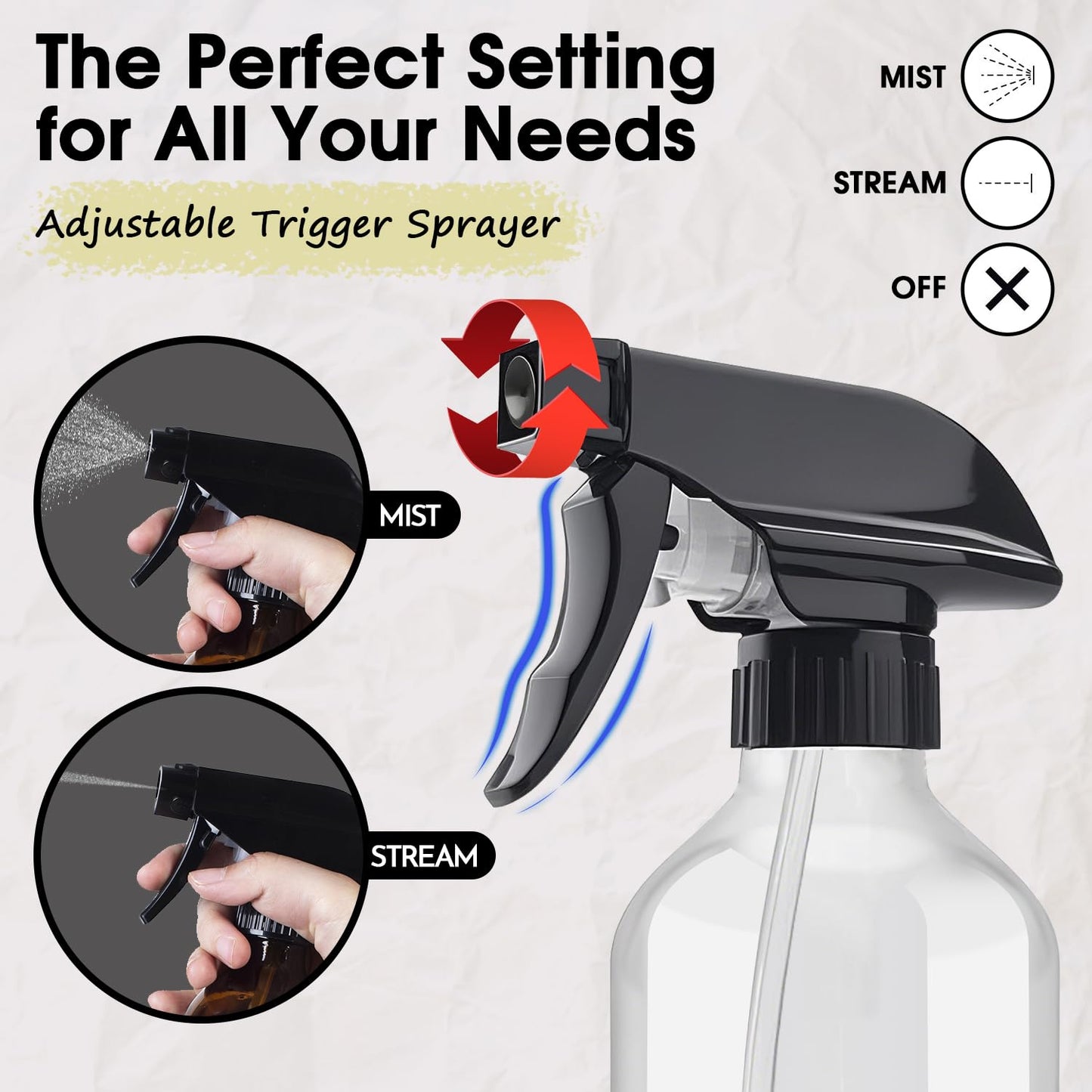 2 Packs Plastic Spray Bottles 360° Water Spray Bottle for Cleaning - 10 oz/300 ml Upside Down Spray
