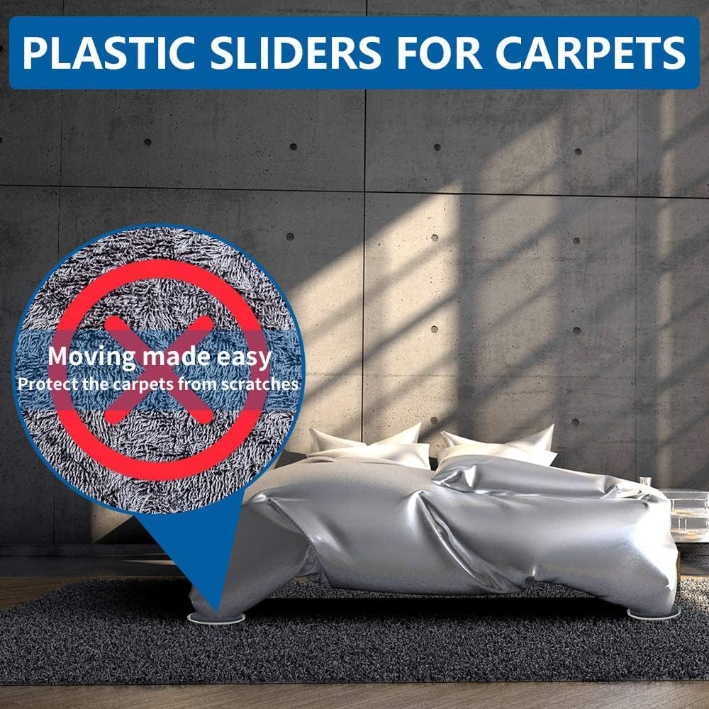 Furniture Sliders Multi-Surface 2-in-1 Reusable Moving Pads for All Floor Types - 8 Pack 5" Carpet