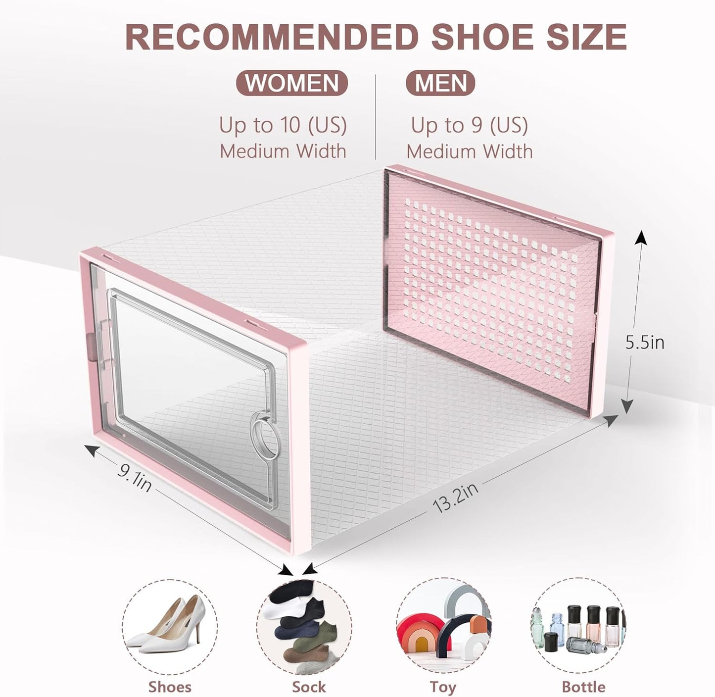 Kuject Shoe Organizers Storage Boxes for Closet, 12 Pack Clear Plastic Stackable Storage Bins with