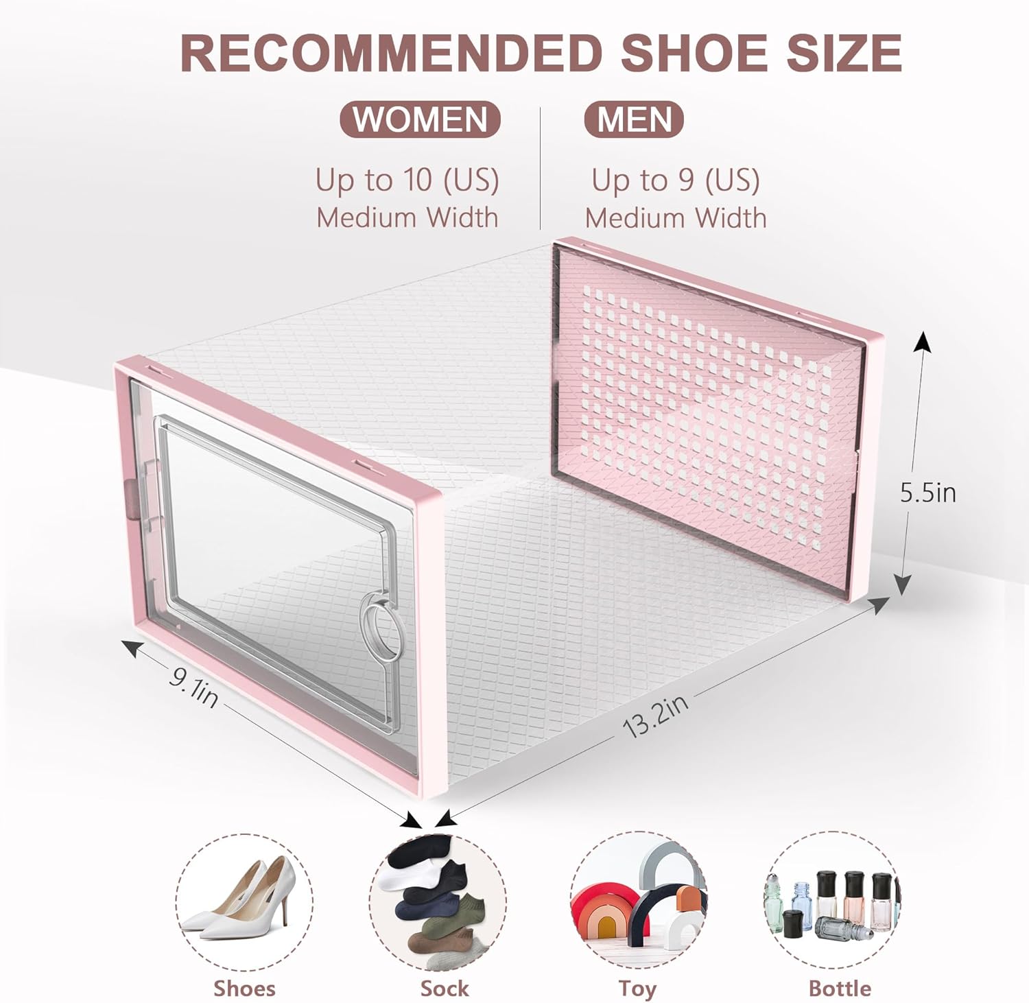 Kuject Shoe Organizers Storage Boxes for Closet, 12 Pack Clear Plastic Stackable Storage Bins with