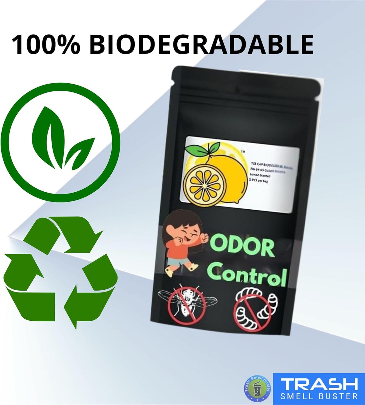 | Odor Eliminating Trash Can Cover for 95 Gallon Outdoor Bins | Lemon Scented with Elastic Band |