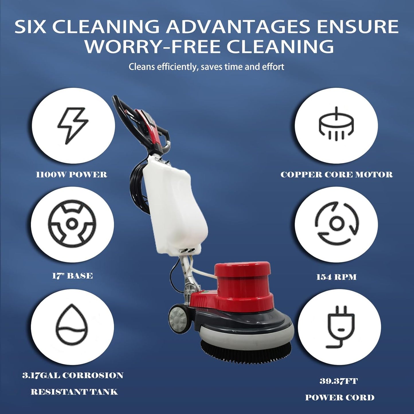 1100W Red Floor Polisher Commercial Floor Cleaner Polishing Machine Carpet Buffer Scrubber with