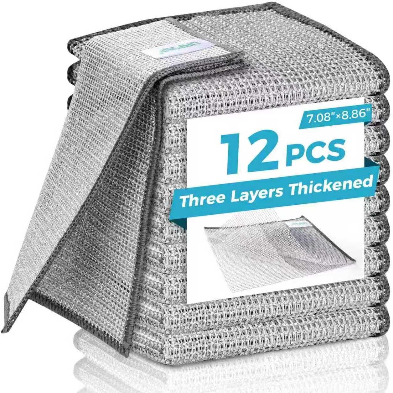 Forggon12 Pcs New Upgrade 3-Layer Metal Dish Cloth, No Scratches and No Odor, Multipurpose Wire