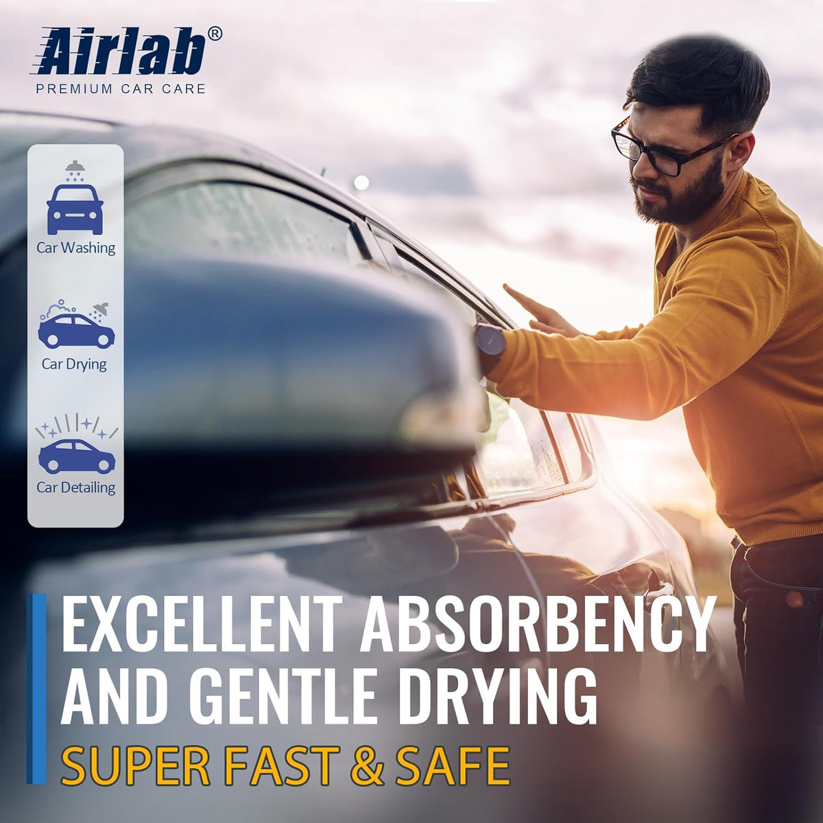 Airlab Microfiber Towels for Cars Wash Drying Super Absorbent Cleaning Cloth Auto Detailing Ultra