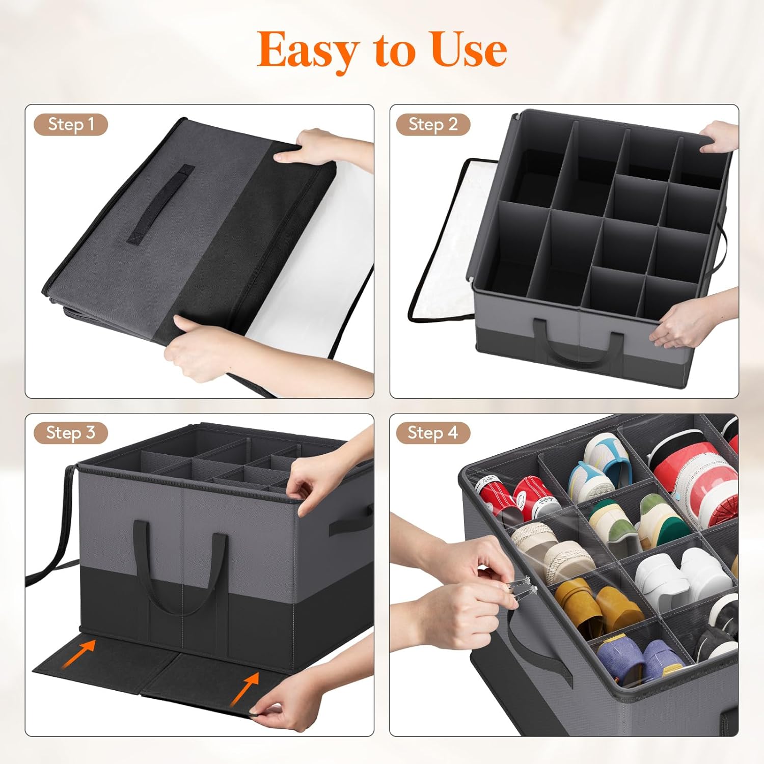 Lifewit Shoe Storage Organizer for Closet Fits 12-16 Pairs, Fabric Large Shoe Box Storage