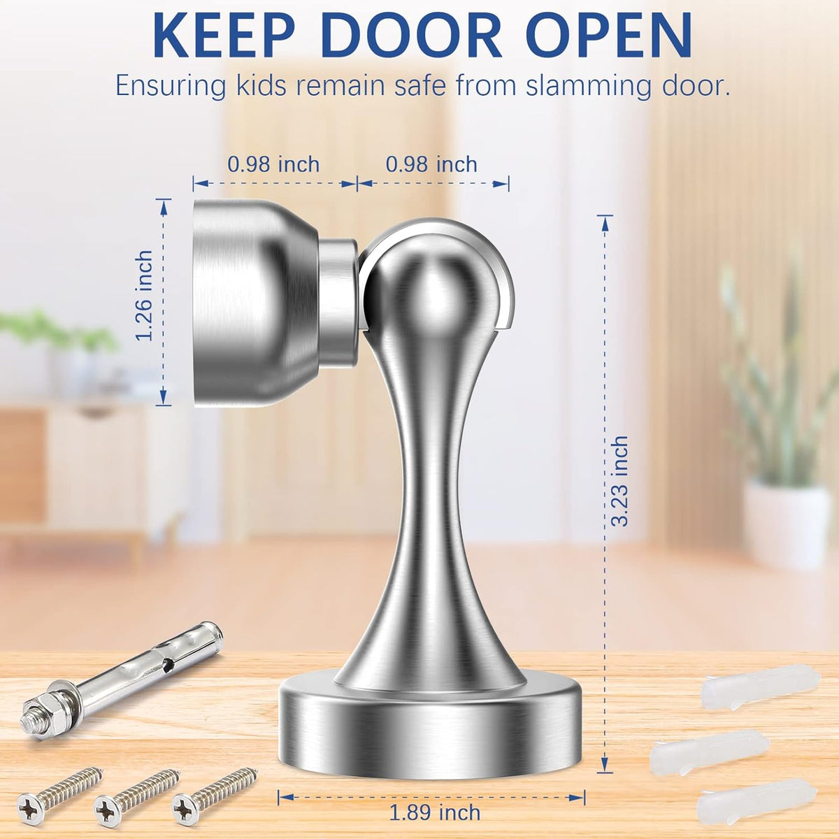 Magnetic Door Stop Stainless Steel，Door Stopper, Heavy Duty for Various Door Types, Keep Your Door