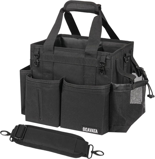 Compact Wearable Cleaning Caddy, Small Supplies Organizer with Handle & Shoulder Straps for