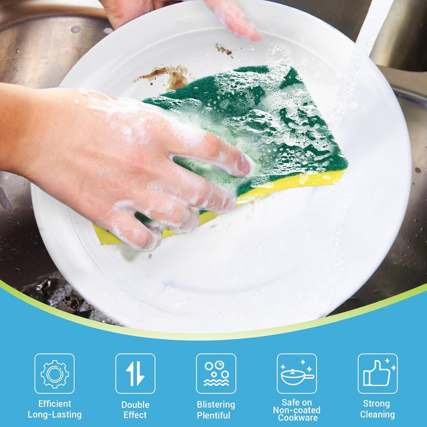 AIDEA XL Scrub Sponges Heavy Duty 12Count, Sponges for Dishes, Extra Large Sponge for Cleaning