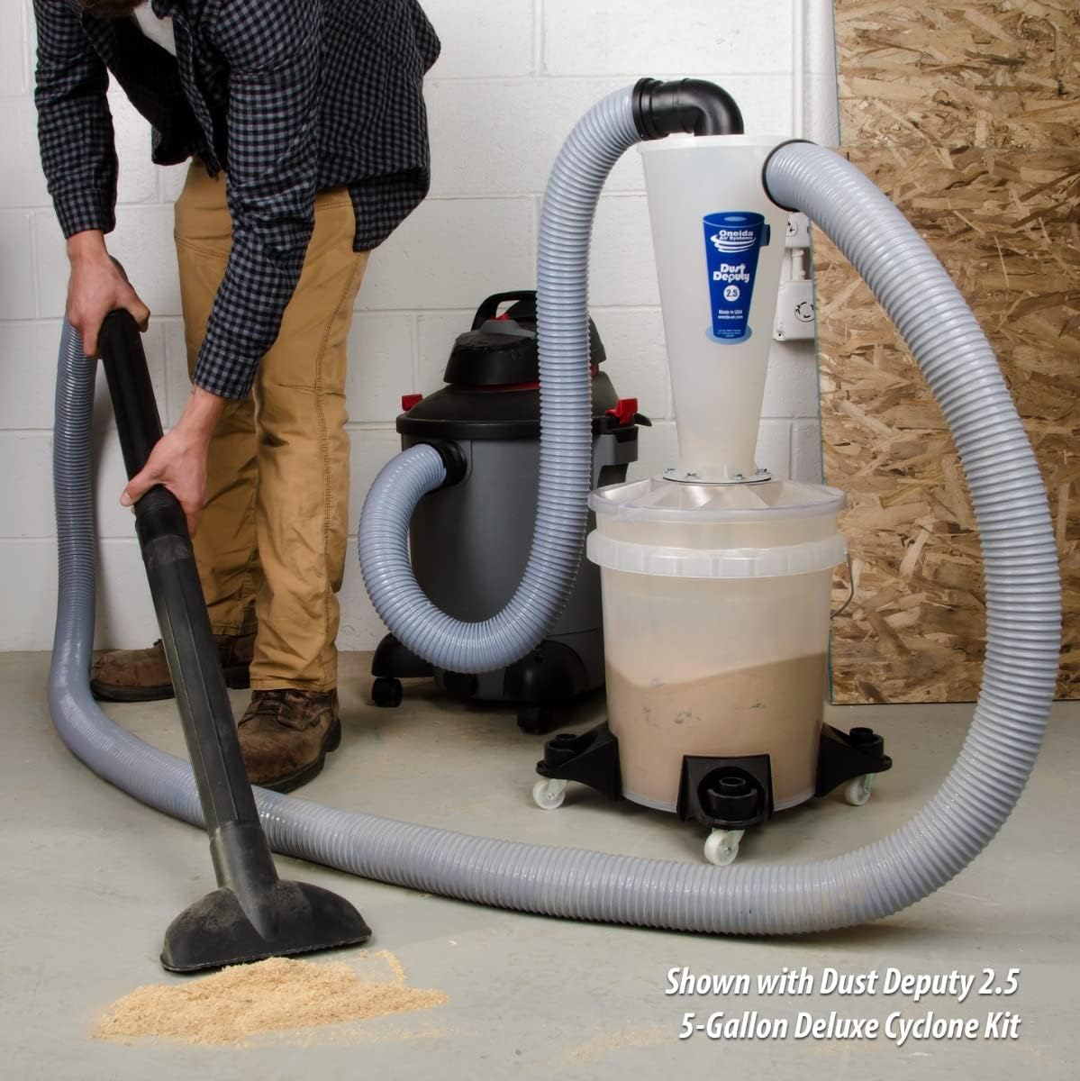 Oneida Air Systems Dust Collector & Cyclone Separator Kit w/ Clear Bucket, DD Deluxe 5-Gal