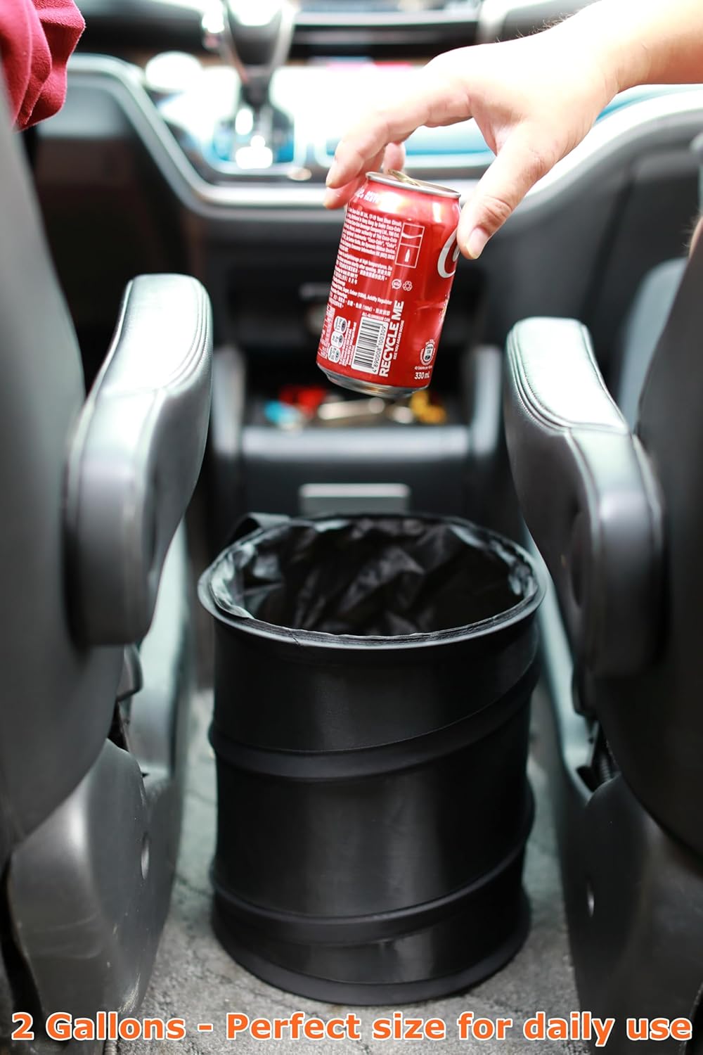 Ginsco 2Packs 2 Gallons New Leakproof Car Trash Can, Compact Trash Can Pop-up Collapsible Hanging