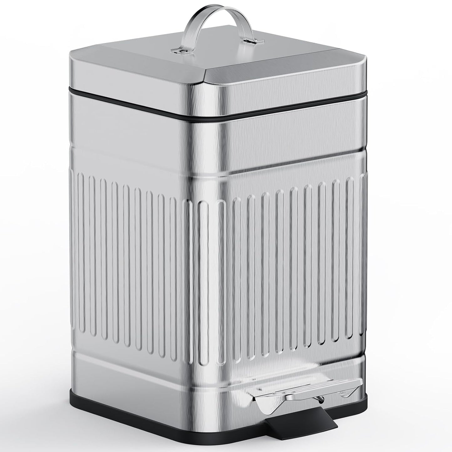 CEROELDA Small Trash Can with Lid-5L/1.3 Gal,Outdoor Dog Poop Garbage Can-Farmhouse Retro Metal