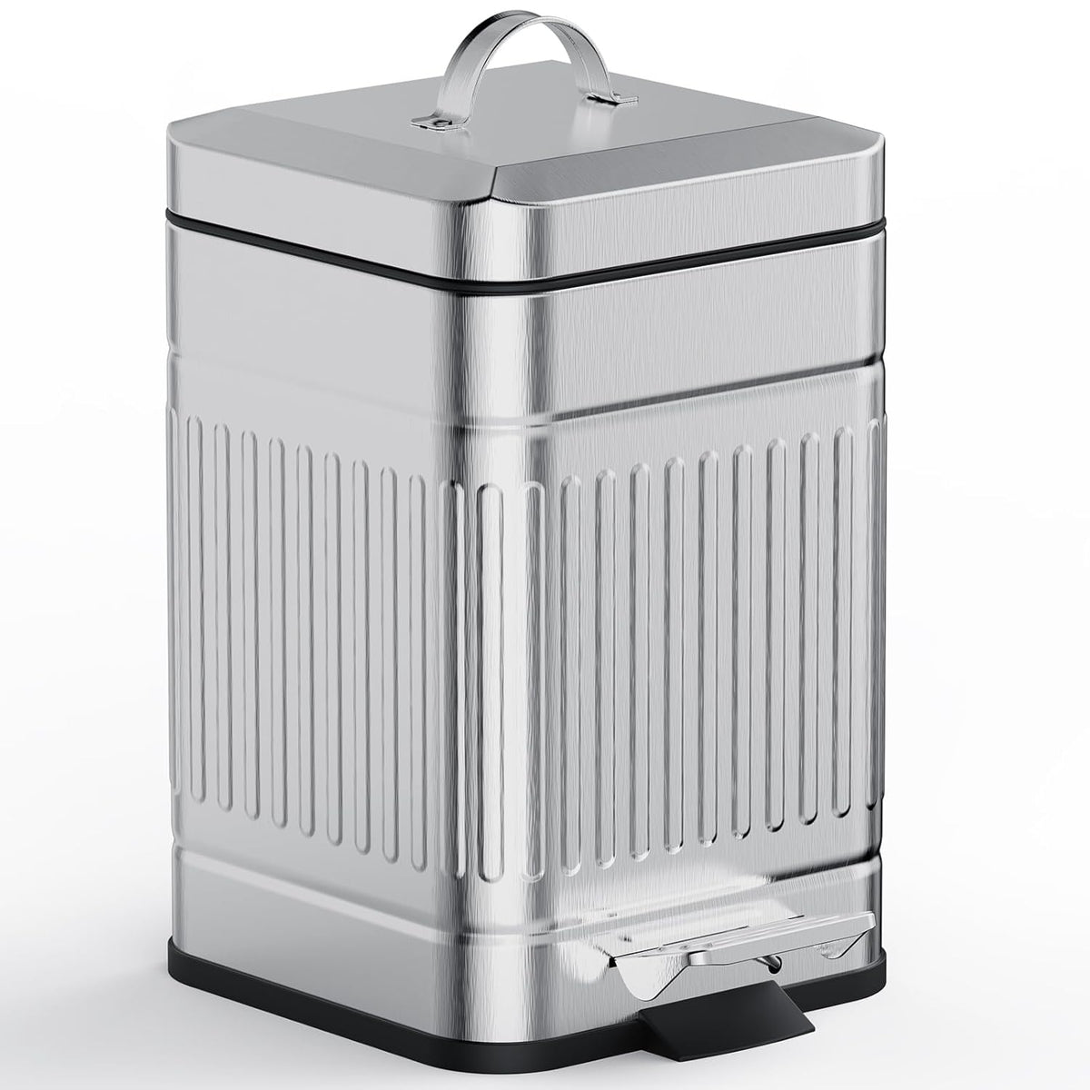 CEROELDA Small Trash Can with Lid-5L/1.3 Gal,Outdoor Dog Poop Garbage Can-Farmhouse Retro Metal
