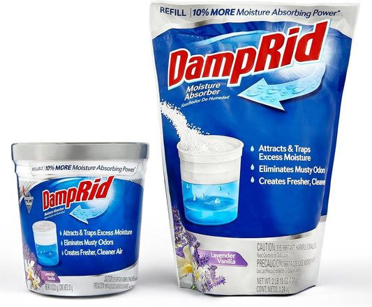 Damp Rid Refillable Moisture Absorber, Includes Single Damp Rid Lavender Vanilla 11oz. Cup & 44oz.
