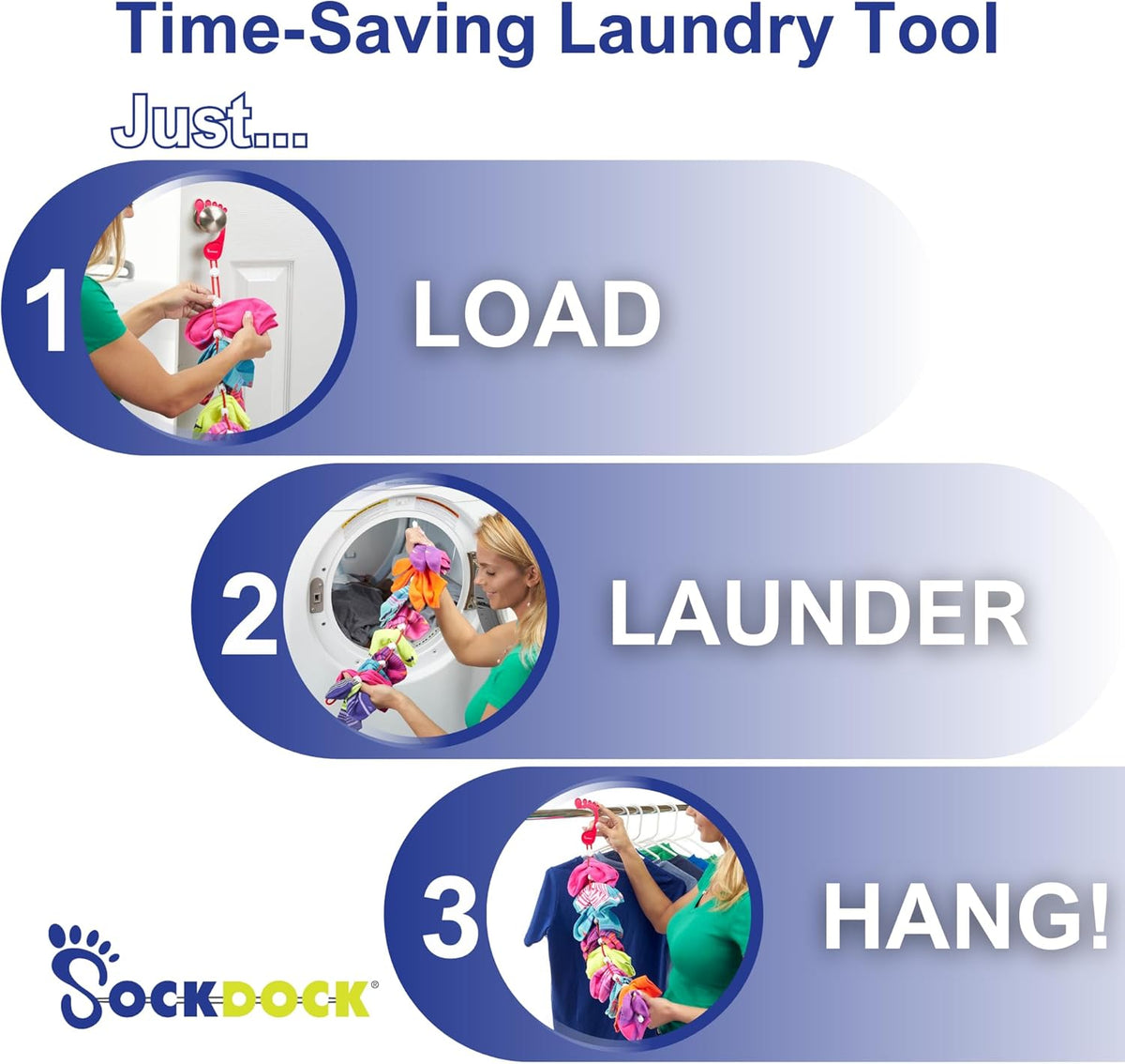 Sock Laundry Solution for Washing Drying & Storing Socks in Pairs, Clip & Hold Socks in Washer